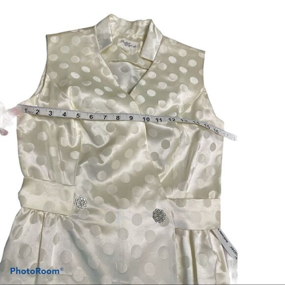 Vintage 50’s Parfait Originals sleeveless cream wrapover Polkadot Dress size XS - Picture 8 of 11